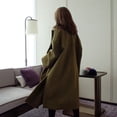 thumbnail image 5 of Women Woolen Jacket Turn-down Collar Solid Color Coat Mid-calf Length Thermal Long Sleeved Commuting Dating Spring Fall Winter Overcoat, 5 of 8