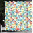 thumbnail image 4 of Ambesonne Floral Shower Curtain, Clover Vivid Design, 69"Wx84"L, Red Turquoise Yellow, 4 of 5