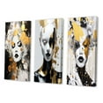 thumbnail image 3 of Designart "Glamour in Black and Gold Painted Woman Diva Portrait" Fashion Woman Wall Art Set Of 3 - Glam Gold Gallery Set For Office Decor, 3 of 6