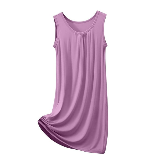 Huaizzzy Chemise de Nuit d'Été pour Femmes Chemise de Nuit Confortable Col Rond Sans Manches Robe de Maison Vêtements de Détente Basiques pour Femmes Chemises de Nuit pour Femmes Chemise de Nuit Manches Courtes Bouton