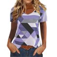 thumbnail image 2 of Blusas para Mujeres Casual, Cuello en V Impreso Manga Corta Camiseta de Verano Top Hecho de Poliéster Cómodo para el Uso Diario, Blusas de Verano de la Mujer, 2 of 6