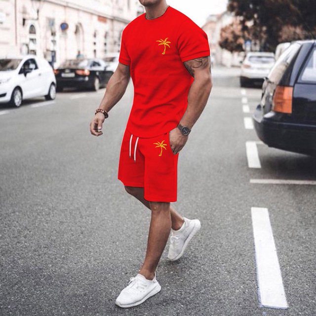 MKLEKYY Pijama Corto De Verano Para Hombre, Ropa Deportiva, Camiseta Transpirable De Manga Corta Y Pantalones Cortos Deportivos Con Bolsillos.