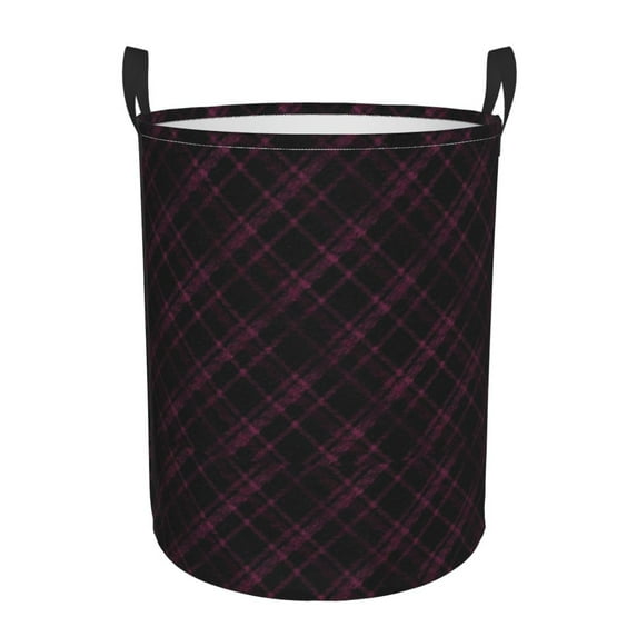 ZICANCN Black Pink Plaid Background Laundry Basket Organizer , Dirty Clothes Hamper for Bathroom Kids Girls Boys Laundry Hamper Small