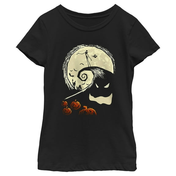 Girl's The Nightmare Before Christmas Spiral Hill Scene  Graphic Tee Black Medium