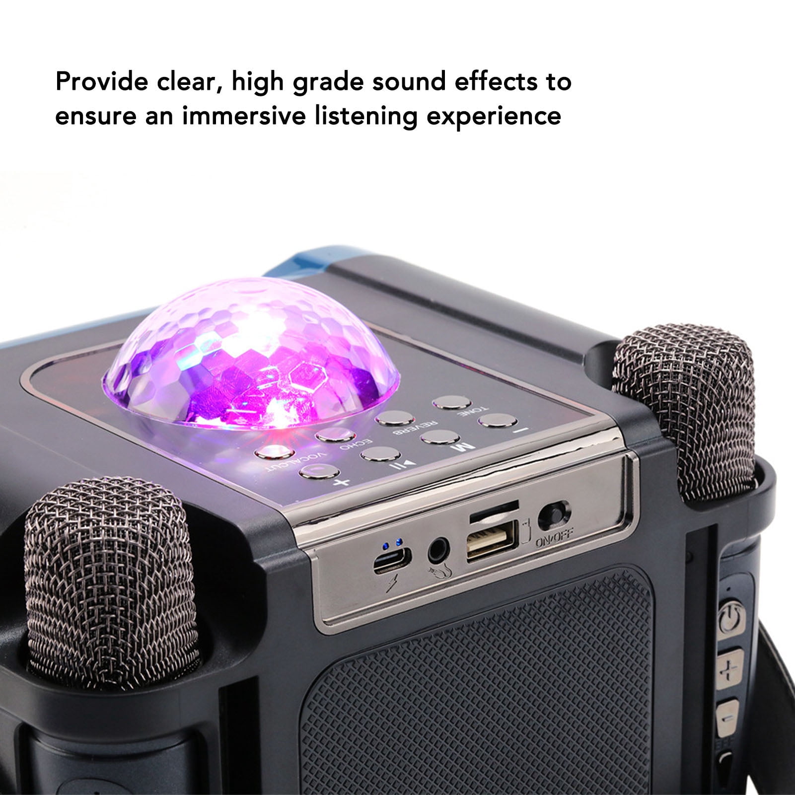Suodoka Portable Wireless Bluetooth Speaker with Dual Mic Karaoke Machine for Kids Adults Grey (8.66 in / 22 cm)