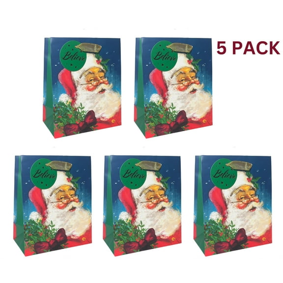 5 Count Hallmark Holiday Gift Bag (Santa) Small