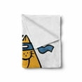 thumbnail image 2 of Ninja Cat Soft Flannel Fleece Throw Blanket, Cartoon Pet with Blindfold on Plain Backdrop, Cozy Plush for Indoor and Outdoor Use, 50" x 60", Marigold Slate Blue, by Ambesonne, 2 of 6