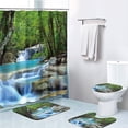 thumbnail image 1 of Juego de 4 cortinas de ducha con diseño de cascada para ventana, con alfombrillas antideslizantes, tapa de inodoro y alfombrilla de baño, duraderas e impermeables, para decoración de baño,, 1 of 7