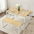 thumbnail image 3 of VECELO 55" Dining Table Sets with Benches, Modern Industrial 3-Piece Kitchen Table Set for Dining Room, Natural, 3 of 10
