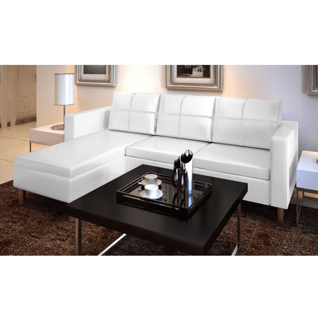 Anslef 3-Seater L-shaped Artificial Leather Sectional Sofa (Best Way To Clean White Leather Couch)