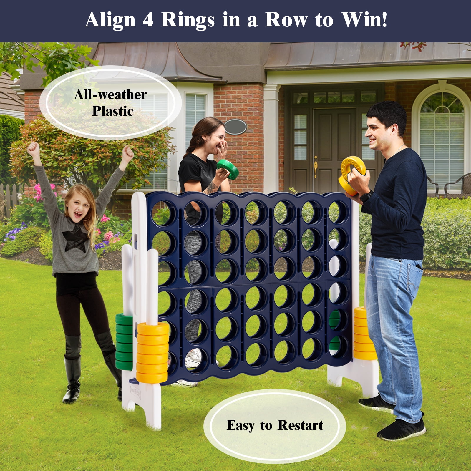 Infans Jumbo 4-to-Score 4 in A Row Giant Game Set Outdoor Indoor Kids Adults Family Fun