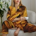 thumbnail image 6 of Pajama Sets for Women 2 Pcs, Rich Autumn Maple Leaf Texture Button Down Long Sleeve Sleepwear Lounge PJ Sets, 6 of 6