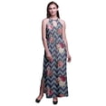 thumbnail image 1 of Bimba Floral Women Sleeveless Crew Neck Halter Gown With Side Slits Maxi Dress-Small, 1 of 6