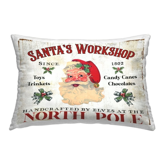 Stupell Industries North Pole Santa's Workshop Decorative Printed Throw Pillow, 14 x 20