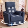 thumbnail image 2 of Homall 360° Power Swivel Recliner High Back Adult Rocker Recliner Chair with 2 Pillows for Nursing Expectant Mothers,Loop Yarn Blue, 2 of 8