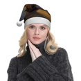 thumbnail image 5 of KLL Christmas Hats for Adults Plush Yak Print Santa Hat Xmas Fluffy Santa Claus Hat for Women Men, 5 of 6