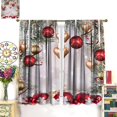 thumbnail image 3 of Retro Classic Christmas Ball Curtains, Rustic Winter Snowy Pine Branch Xmas Golden Red Decor Window Treatments, Thermal Insulation Blackout Rod Pocket for Living Room Bedroom Kitchen 84x84in, 3 of 8