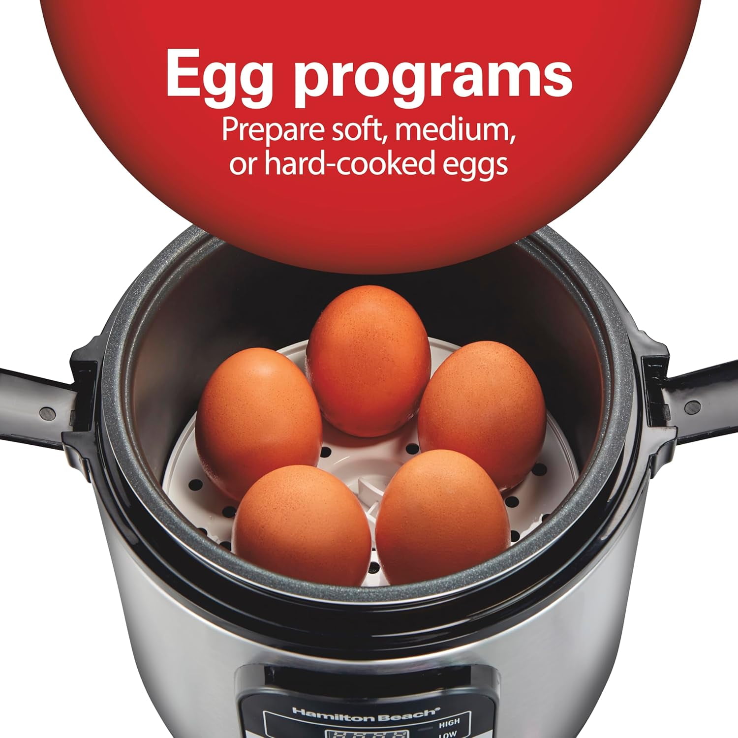 Digital Programmable Rice Cooker & Food Steamer with Slow Hard-Boiled Egg Functions