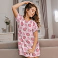 thumbnail image 3 of Rateoe Strawberries Print Women’s Nightdress – Cozy Cotton Short-sleeved Sleep Shirt, Loose-Fit Sleepwear, Perfect for Relaxing and Sleeping, 3 of 6