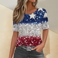 thumbnail image 1 of YLHFASHION T-Shirts Graphiques pour Femmes 4 Juillet Col Rond 2025 Drapeau Américain Manches Courtes Indépendance T-shirt d'Été Liquidation T-shirt à Manches Courtes pour Femmes, 1 of 5