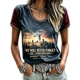 thumbnail image 2 of 9/11 25th Anniversary Shirt Womens WE Will Never Forget Tee Shirts | Lightweight Fabric, V Neck Short Sleeve Tops, American Flag, 2001-2026 25Th Anniversary Tops, Patriotic Honor Tee Shirt,XL, 2 of 3