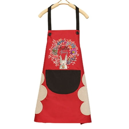 

Xyer Wipeable Waterproof Oil-Proof Cartoon Wreath Rabbit Kitchen Nail Shop Apron