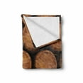 thumbnail image 2 of Wine Soft Flannel Fleece Throw Blanket, Wall of Wooden Barrels Wine Stack Storage Gallon Antique Vintage Container Rustic Design, Cozy Plush for Indoor and Outdoor Use, 60" x 80", Brown, by Ambesonne, 2 of 6