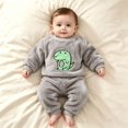 thumbnail image 2 of Ruyang Toddler 2 Piece Outfit Flannel Cute Animal Embroidery Long Sleeve Pullover Solid Plush Pants Sets Baby Autumn Winter Thermal Clothes, 2 of 5