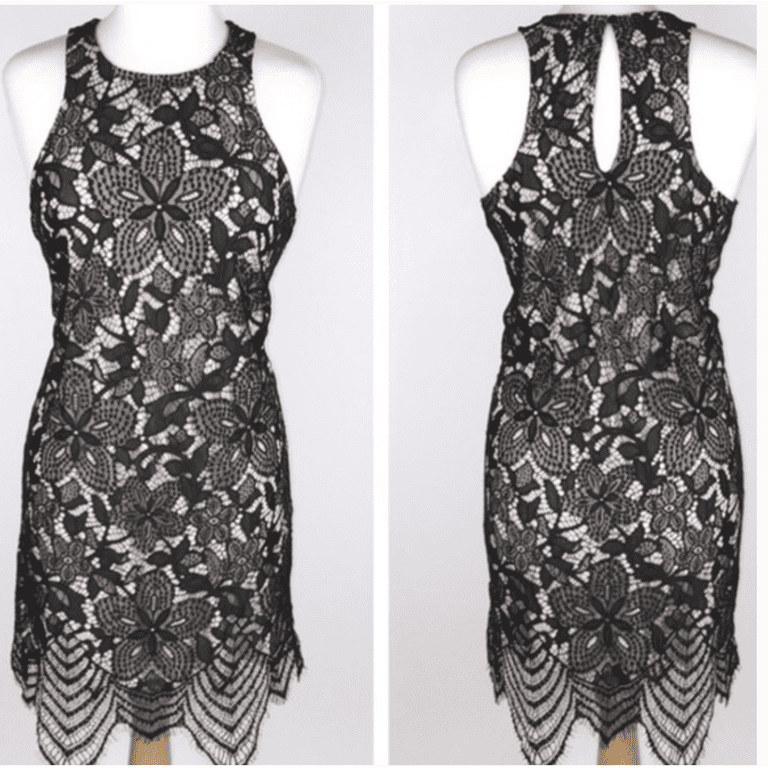 EXPRESS Floral Crochet Lace Contrast Sheath Dress Midi XS - Walmart.com
