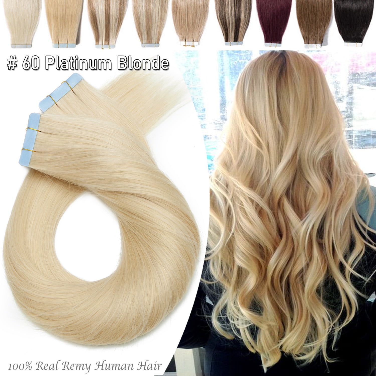 Benehair Human Hair Extensions Clip in Hair Extension Full Head Remy Hair Platinum Blonde for Women Straight 8 inch-24 inch, Size: 10=50g, Gold