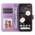 thumbnail image 4 of SaniMore for Google Pixel 7A Wallet Case, Shockproof PU Leather Stand Cover with Card Slot Flip Kickstand Embossed Flower Magnetic Clasp Wrist Strap for Google Pixel 7A, Purple, 4 of 9