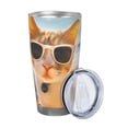 thumbnail image 2 of Fotbe Surfing Cat Sun Pattern 20 oz Tumbler Stainless Steel Vacuum Insulated Coffee Ice Cup Double Wall Travel Flask Leak-proof Coffee Cup-Straw Three-piece Set, 2 of 8