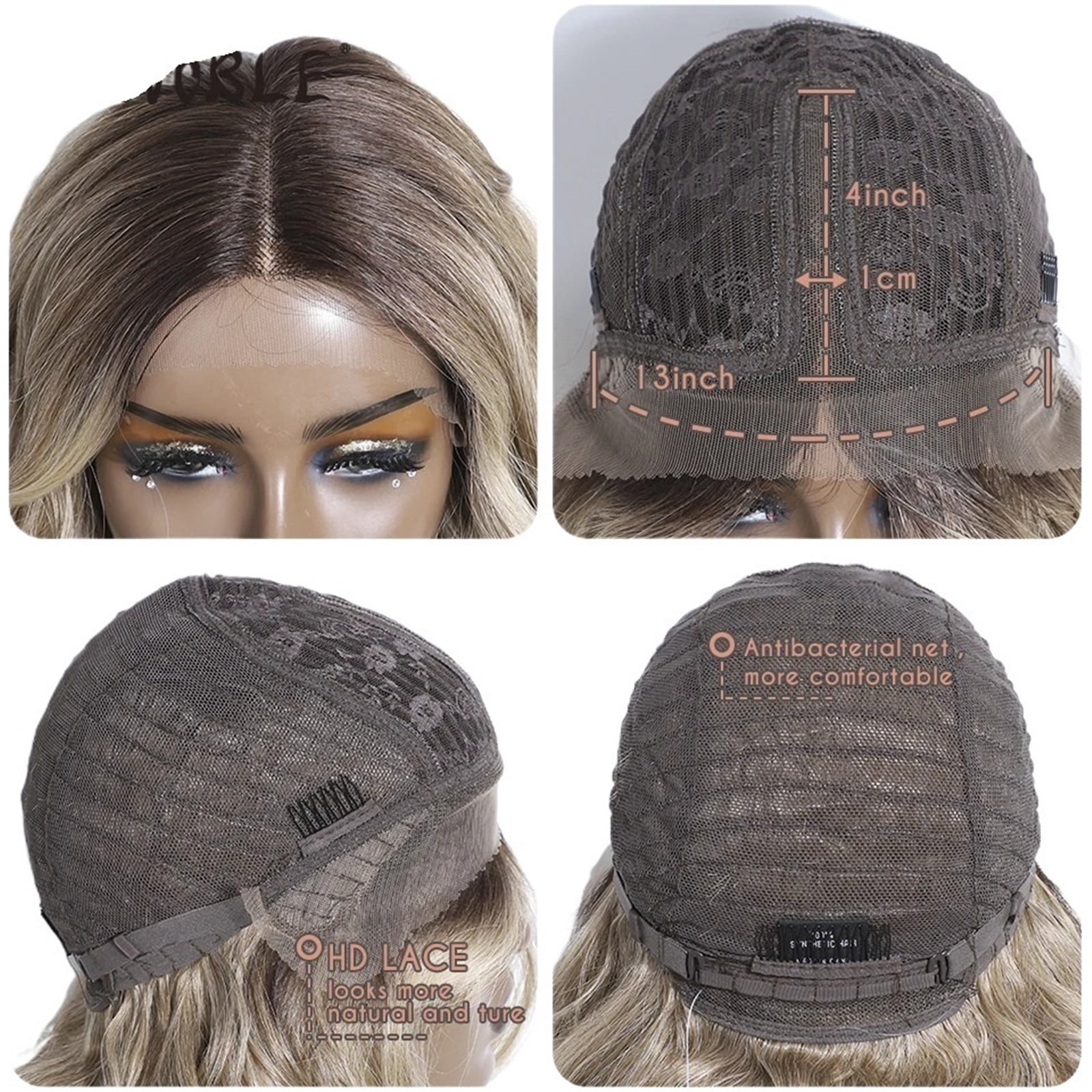 Synthetic Lace Front Wigs 20 Inch Wavy Glueless Blonde Cosplay Curly Wig