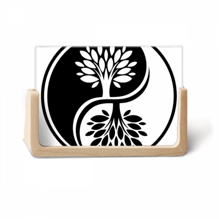 Image of Culture White Yin-yang Round Photo Wooden Photo Frame Tabletop Display