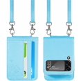 thumbnail image 2 of Wallet Case for Samsung Galaxy Z Flip 3, Pretty Card Package Cover Luxury PU Leather + Hard PC Bumper Ultra-Thin Protector with Long Shoulder Strap for Galaxy Z Flip 3 5G 2021 (Blue), 2 of 14
