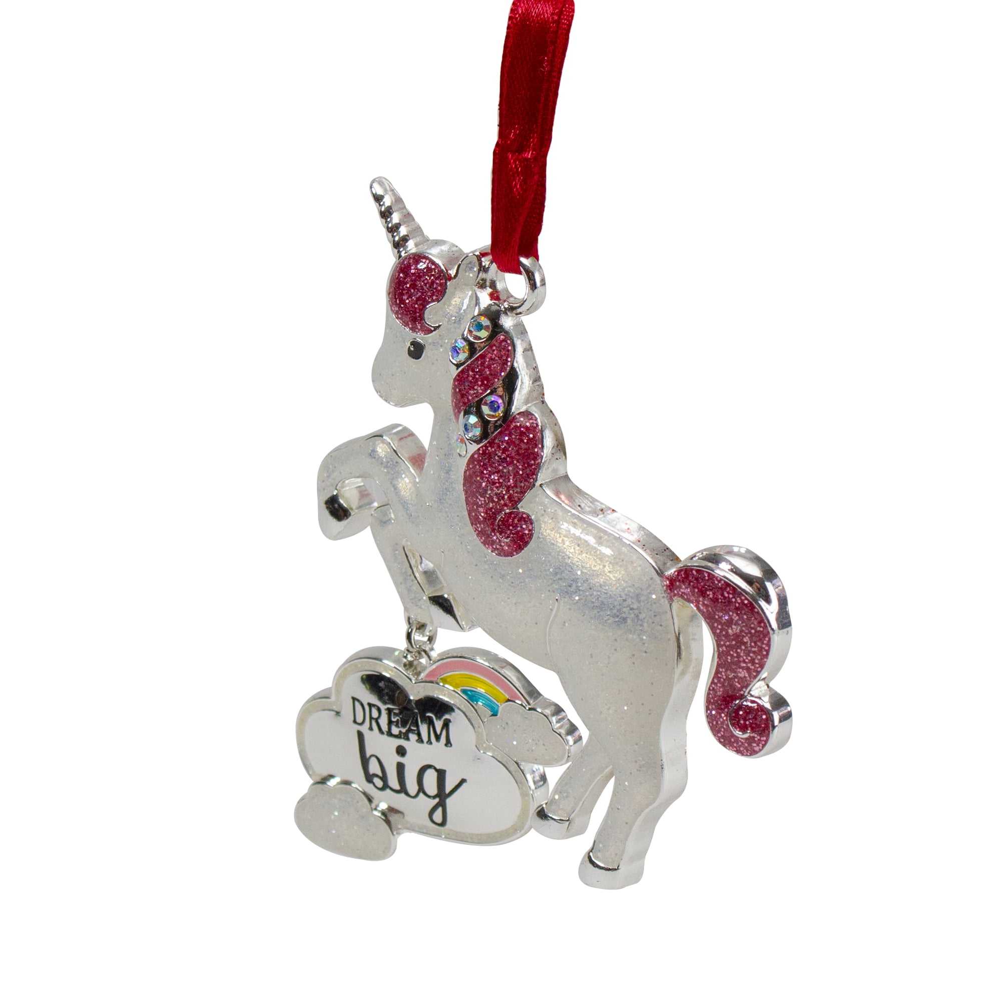 Northlight 3.25" Silver Plated Dream Big Unicorn with European Crystals Christmas Ornament