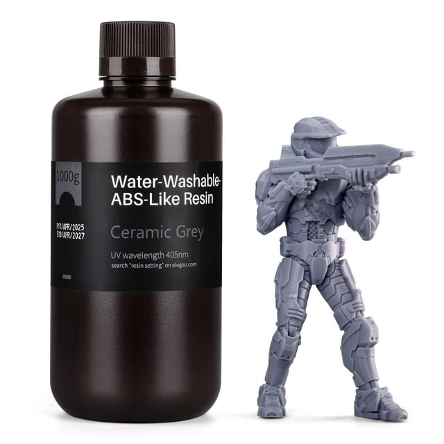 Impresora 3D de resina ELEGOO, lavable con agua, cerámica tipo ABS, gris, 1 kg
