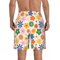 thumbnail image 3 of Yiaed Groovy Daisy Flowers Print Men's Swim Trunks with Lining Quick Dry Sports Shorts Beach Shorts Boardshorts-Large, 3 of 5