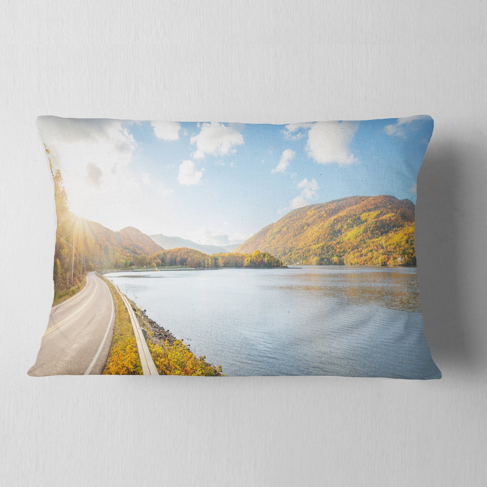 Designart 12" x 20" Green Polyester Throw Pillow