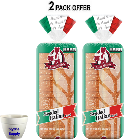 Aunt Millie's Seeded Italian Bread Loaf, 22 oz (2 Pack)