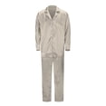 thumbnail image 2 of Ediodpoh Satin Silk Button Down Pajamas PJ's Sets Solid Two Piece Family Matching Sleepwear Loungewear Long Sleeve Silk Nightwear for Men Beige XXL, 2 of 8