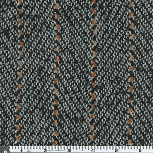 Black Novelty Stripe Suiting, Fabric By the Yard