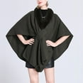 thumbnail image 4 of AUNVITO Women's Winter Poncho Faux Fur Collar Knit Elegant and Warm Winter Style, 4 of 7