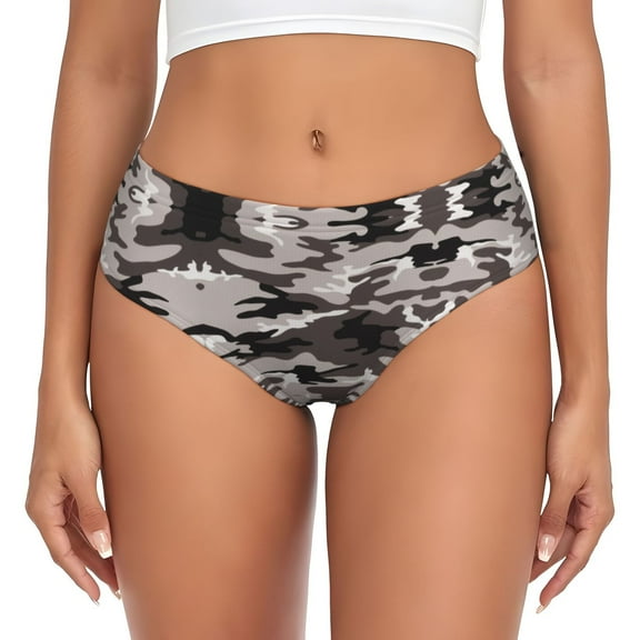 Women's Underwear Camouflage Gray Hipster Panties Low Rise Briefs Ladies Bikini Underwear X-Small
