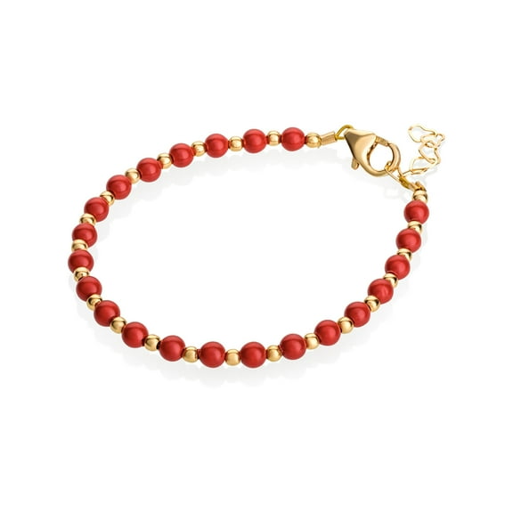 Red Coral Baby / Toddler Bracelet gold filled beads (BCR)