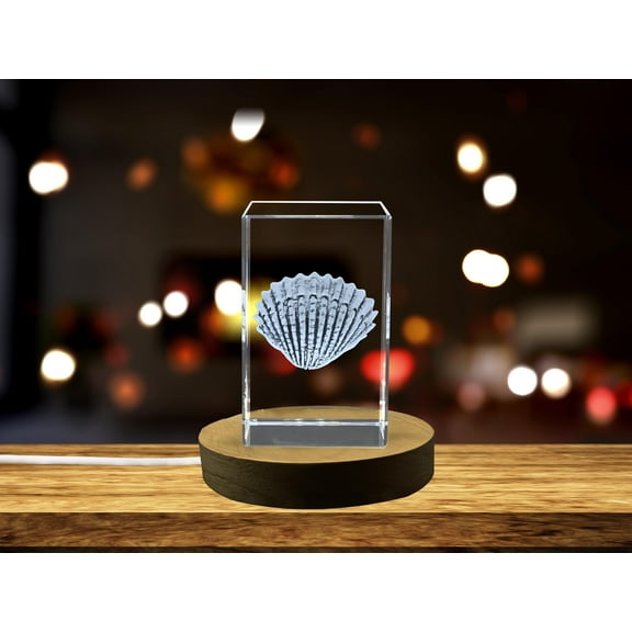 3D Engraved Crystal Cockle Seashell - A Replica of the Edible Seashore Shelfish