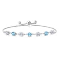 thumbnail image 2 of Gem Stone King 925 Sterling Silver White Moissanite and Swiss Blue Topaz Infinity Links Bracelet for Women (2.82 Cttw, Round 4.5MM, Fully Adjustable up to 9 inch), 2 of 5