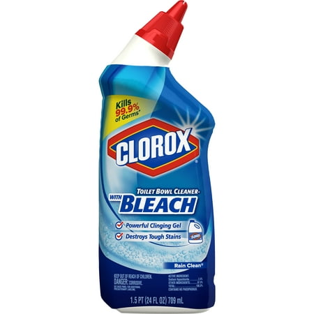(4 Pack) Clorox Toilet Bowl Cleaner with Bleach, Rain Clean - 24 (Best Bleach For Toilet)
