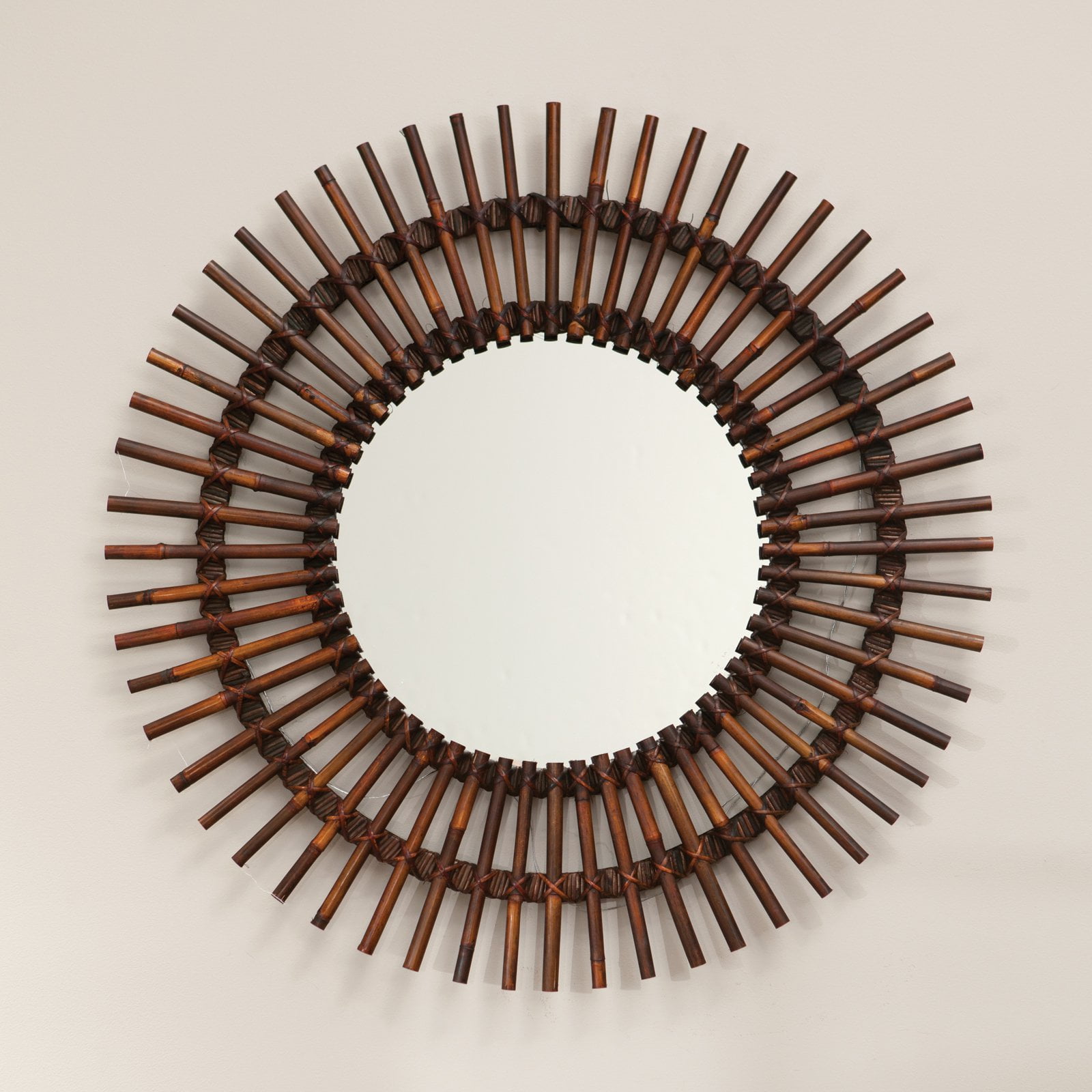 Natural Rattan Sunburst Mirror 38 Diam In