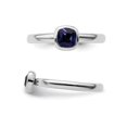 thumbnail image 2 of 3/4 Carat (ctw) Cushion-Cut Lab-Created Blue Sapphire Ring in Sterling Silver, 2 of 4